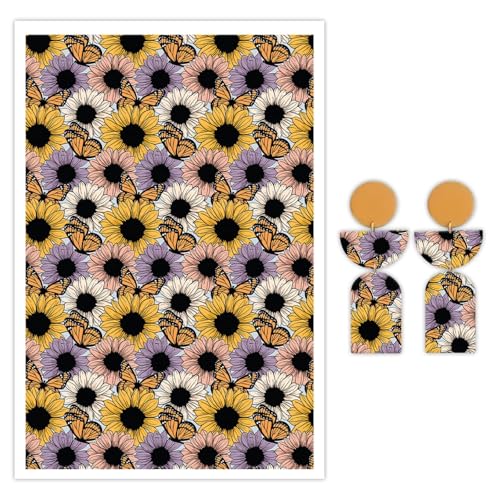 Polymer Clay Transfer Paper, 10 Pcs Sunflowers Pattern Shape Water Soluble Transfer Sheet for Polymer Clay Earrings Jewelry Making Disposable Stickers DIY Crafts 5.82X3.93 inch - color: Sunflowers
