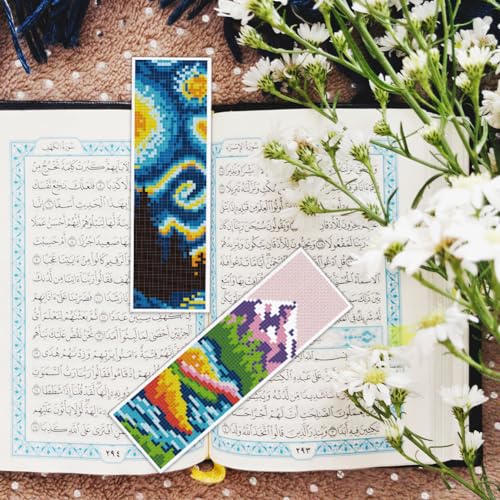 BEUNITONE Cross Stitch Kit Bookmark Scenery Landscape Cross Stitch Kits Bookmark Crossstitch Kits 8''x2.4'' Stamped Embroidery Bookmarks for Adults Beginners 6Pcs - style: Landscape