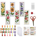 FREEBLOSS 6 Set Cross Stitch Bookmark Kits 11CT 8"x2.4" 6 Flowers Design - style: Common Flowers
