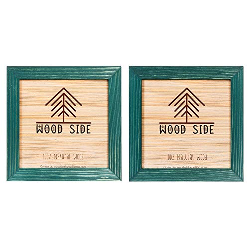 Rustic Wooden Square Picture Frames 8x8 - Set of 2-100% Natural Solid Eco Wood with Real Glass for Wall Mounting and Tabletop Photo Frame - Green - color: Green