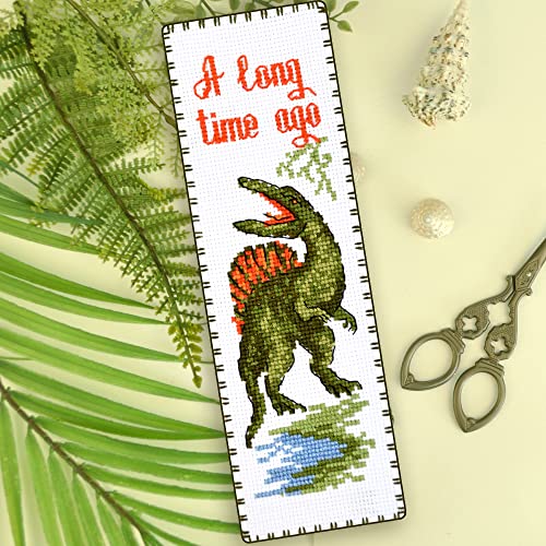 Povitrulya Dinosaur Counted Cross Stitch Kit Spinosaurus - DIY Bookmark Set for Hand Embroidery - color: Spinosaurus
