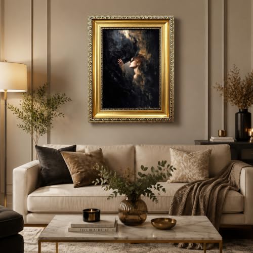 Vintage Gold Framed Gothic Wall Art,Dark Academia Romance Couple Art Print - color: Couple Gold Framed, size: 16"L x 12"W