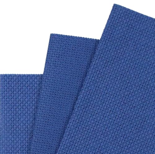 KCS 3 pc of 12" x 18"(30cmx45cm) Counted Cotton Aida Cloth Cross Stitch Fabric (Navy Blue,18CT) - color: Navy Blue, size: 18CT