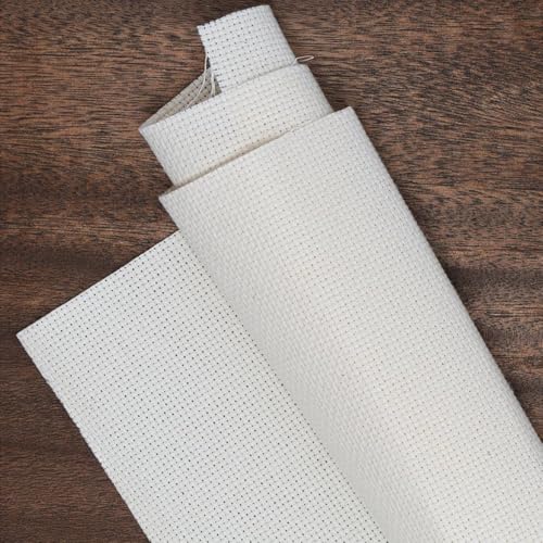 Essentials By Leisure Arts Aida Cloth, 14 Count, Ivory, Cross Stitch Fabric, Embroidery Fabric, Cross Stitch Supplies for Crafting, Stitching, and Sewing Projects 15X18 - color: Ivory