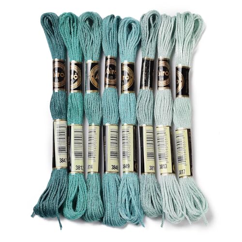 8 Skeins Embroidery Floss Friendship Bracelet String 0.5mm Cross Stitch Embroidery Thread for Jewelry Making Bracelet Knitting Stitching Craft Supplies, Light Sea Green - color: Light Sea Green, 8 Skeins
