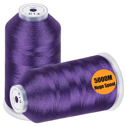New brothread 2 Huge Spools Embroidery Machine Thread -Purple - color: Purple-614