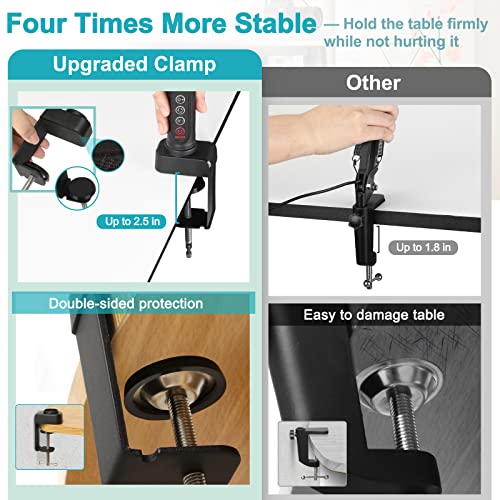 10X Magnifying Glass with Light and Clamp, 5 Color Modes Stepless Dimmable Lighted Magnifier with Stand, Flexible Gooseneck LED Desk Lamp Hands Free for Craft Reading Painting Hobby Close Work - color: Black, size: 10X