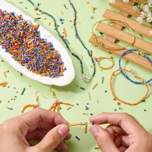 Ornaland Glass Bugle Beads Bulk, Long Embroidery Beads, Gold, 100g - color: Goldenrod