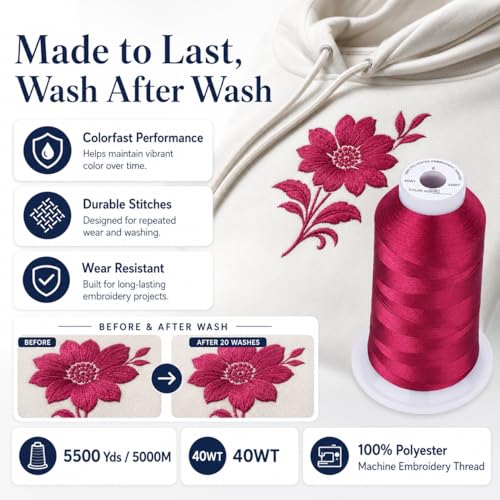 Simthread 5500Yds/5000M 40WT Polyester Embroidery Thread Mulberry S082 - color: Mulberry S082