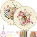 TINDTOP 2 Pack Embroidery Kit for Adult, Embroidery DIY Starter Kit, with Stamped Patterns, Hoop, Tools, Colorful Threads with Needles, Instructions (Bee) - color: Bee