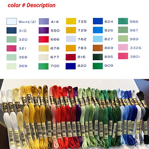 DMC Embroidery Floss Holiday Pack Bundle with Hand Needles Size 1-5.