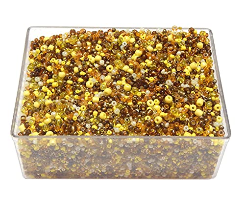 Perlin Glass Seed Beads 2mm 3mm 4mm Round Pony Beads Pack of 3000 Mixed Size, Colour Mix for Jewelry Making Earrings Bracelets Pendants Waist DIY Handmade (Brown) - color: Brown