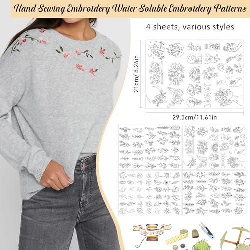 Water Soluble Embroidery Patterns, Stick and Stitch Paper for Sewing - style: leaves 1305