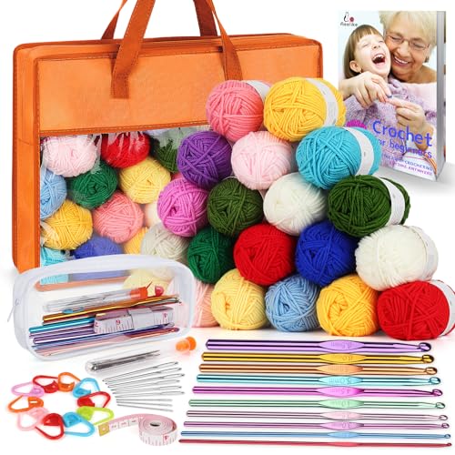 Aeelike Crochet Kit for Beginners Adults, Complete Crochet Set, Orange - color: Orange