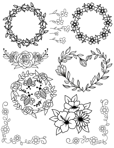 Assorted Ready-to-Use Embroidery Design Transfers on Stick and Stitch Water Soluble Sewing Stabilizer Paper for Hand Embroidery Kit Thread Art Projects (Flower Borders) - color: Flower Borders