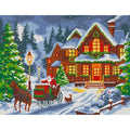 Zhenqing Christmas Snow Night Printed Cross Stitch Kit - 11CT 38x48cm with Threads, Needle & Pattern, No Hoop Needed for Beginners (65830) - color: 65830