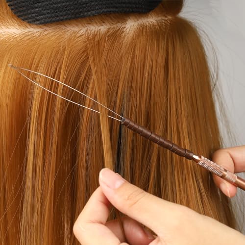 Hair Extension Loop Tool 5Pcs Pulling Needle Wire Loop Threader Hair Threader Removable Hair Extension Looper for Micro Rings Beads