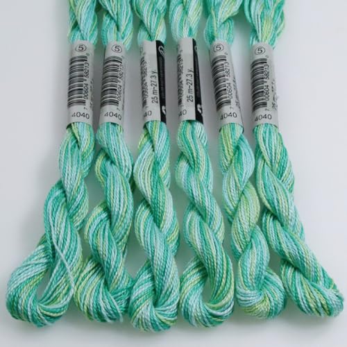 KCS 162 Yards(150 Meters) Mercerized Pearl Cotton Crochet Needlepoint Thread,Size 5,6 skeins,4040 - color: 4040