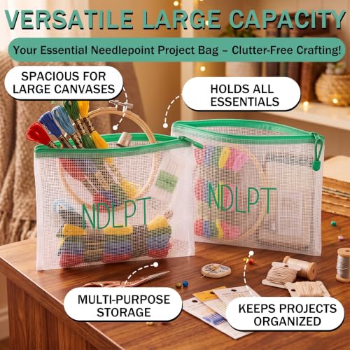 Geetery 6 Pack Needlepoint Project Bags Ndlpt Zipper Pouch, Classic, Bright - color: Bright