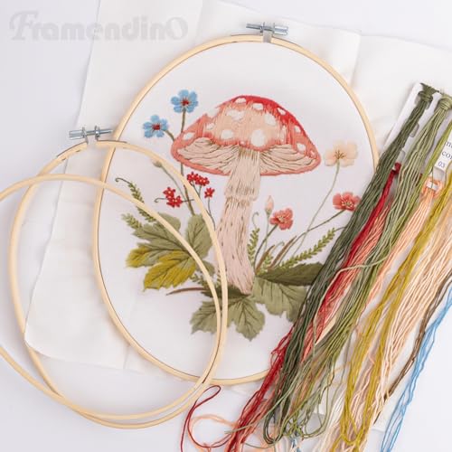 Framendino, 3 Pack 3 Sizes Oval Embroidery Hoops Bamboo Circle Cross Stitch Hoop Ring Frames for Sewing DIY Craft
