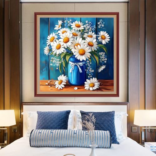 Funchey Counted Cross Stitch Kits for Adults Needlepoint Kits Unprinted Cross Stitching Embroidery Kit 11CT Cross Stitch Supplies&Beautiful Flower vase 18x18 inch - color: DIYCrafts11