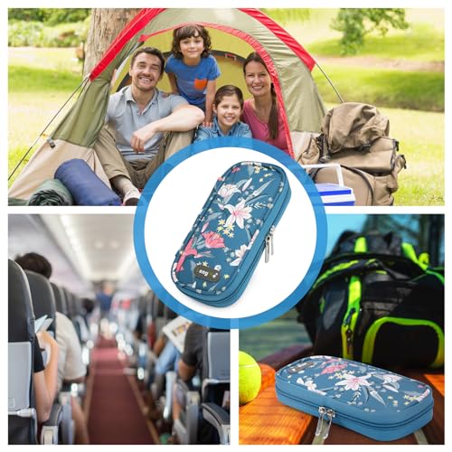 YOUSHARES Insulin Cooler Travel Case - Portable Refrigerated Medicine Case for Insulin Pen, Medication and Diabetic Supplies with 2 TSA Approved Ice Pack - color: Lily