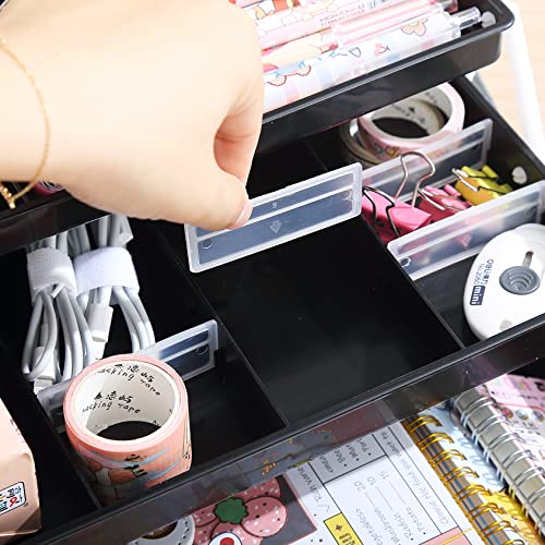 Kinsorcai 12'' Three-Layer Clear Plastic Storage Box/Tool Box, Multipurpose Organizer and Portable Handled Storage Case for Art Craft and Cosmetic (Black) - color: black, size: 1PCS