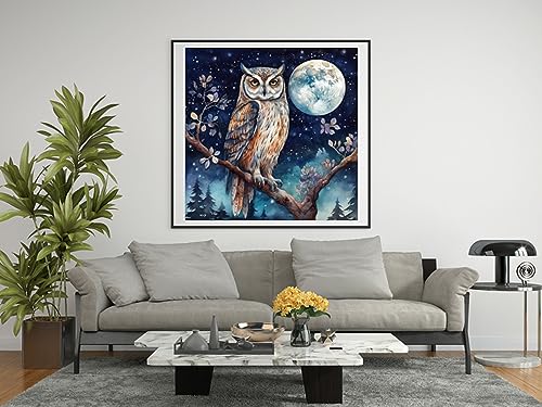 Moohue Stamped Cross Stitch Kits for Adults Skull 14CT Pre Printed Cross Stitch Kits for Beginners (Owl 1) - color: Owl 1