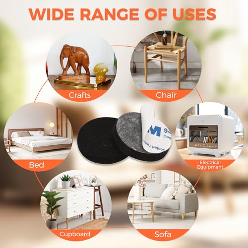 Felt Furniture Pads 120 PCS, 1 inch Round, Black - color: Black, size: 1" (120 Pieces)
