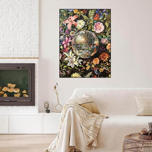 Dugsmgd Flowers Diamond Art Kits for Adults, Diamond Painting 12x16inch - color: Disco Flowers