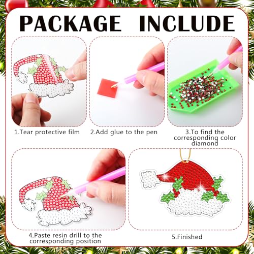 Realspring 20 Pcs Christmas Diamond Art Ornaments 5d Lime Green and Red - style: Novelty