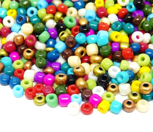 Perlin Glass Seed Beads 3mm 8/0 Round Mini Small Pony Beads 3300pcs for Making Earrings Bracelets Pendants Waist Jewelry DIY Handmade Opaque Color Kit (Assorted Colours, 2,6 mm ~ 3 mm) - color: Assorted Colours