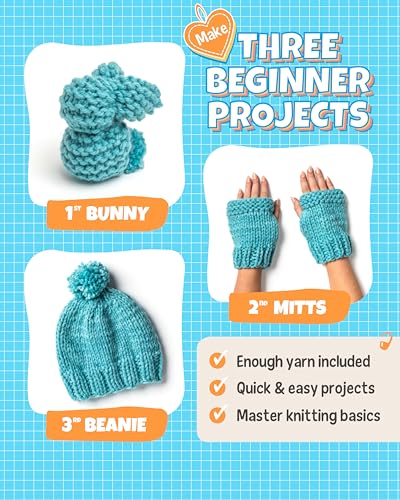 Complete Knitting Kit for Beginners - Learn to Knit Kit with Knitting Accessories Like Thick Beginner Yarn, Bamboo Needles for Beginners & More - Includes Video Tutorials & Written Guide - color: Teal