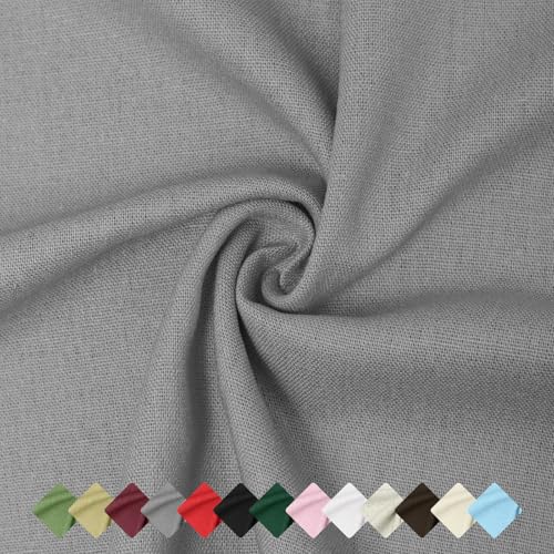 Linen Fabric | Natural Linen Cloth | Embroidery, Sewing | Soft, Breathable | 59" Wide | 50% Linen, 50% Rayon | Hemp, Jute, Needlework, Lining(1Y, Grey) - color: Grey, size: 1 Yard