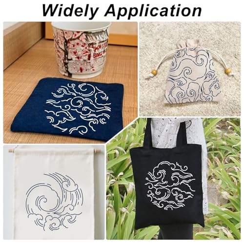 FREEBLOSS 8pcs Sashiko Stencils Plastic Sashiko Template Square Surf Embroidery Patterns Drawing Line Templates for Sewing Hand Quilting 5.5"/8.7"