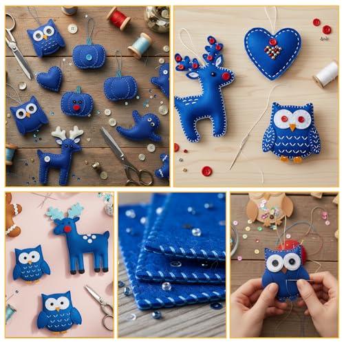 60PCS Felt Sheets Fabric, 4" X 4" Soft Felt Fabric for Crafts, Royal Blue - color: Royal Blue