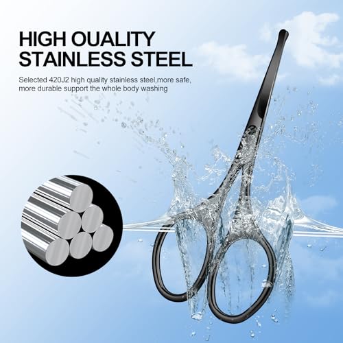 4.1" Nose & Beard Scissors, Safety Rounded Tip, Black - color: Black