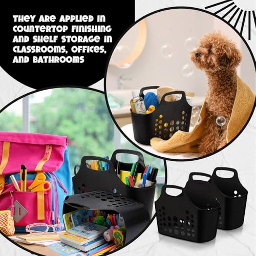 Nuogo 20 Pack Plastic Baskets with Handles Portable Caddy, Black - color: Black