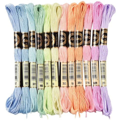 12 Skeins 105 Yards Macaroon Embroidery Floss String for Jewelry - color: Pastel Color