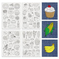 BENECREAT 4Sheets 64Pcs Water Soluble Embroidery, 11.7x8.3inch Food Pattern Transfers Water Soluble Stabilizer for Embroidery Stick and Stitch Embroidery Designs - color: Food