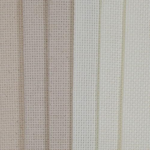 KCS 4/6 pc of 12" x 18" 30cmx45cm 16CT Counted Cotton Aida Cloth Cross Stitch Fabric (Antique White+Oatmeal, 6 pc) - color: Antique White+oatmeal, size: 6 pc