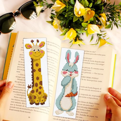 ACRNIGHEET 6PCS Cross Stitch Bookmark Kits for Beginners Cartoon Animals - style: Cartoon animal patterns