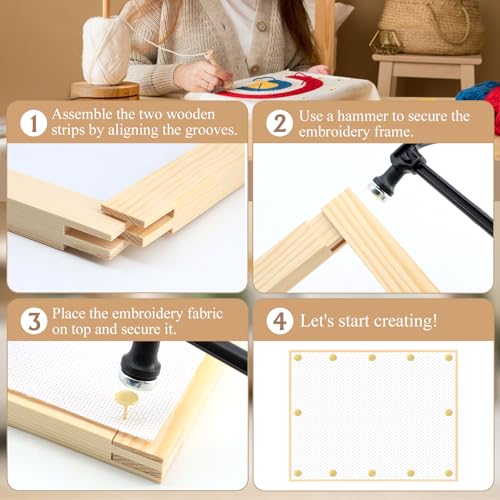 ZOCON 12PCS Needlepoint Stretcher Bars with 3 Sizes, Wooden Stretcher Bars for Needlework Needlepoint Embroidery Stitch Frame, Include 6 PCS of Needlepoint Canvas and Other Needlepoint Accessories