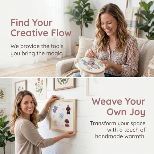 QIZUOLIFE Animal Embroidery Starter Kit, Koala & Puppies, 2-Pack