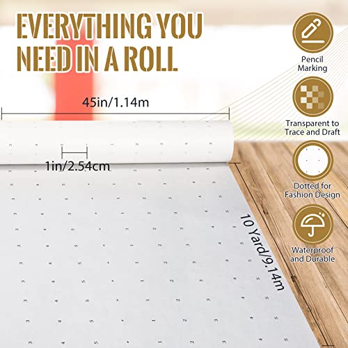 Epakh Dotted Pattern Paper for Sewing, 45 Inch x 10 Yards, Tracing Paper