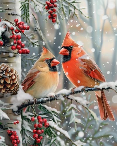 Moohue 14ct Counted Cross Stitch Kits for Adults Winter Animals Birds Printed Stamped Cross Stitch Patterns Kits Cross Stitch Supplies (Winter Animals Birds) - color: Winter Animals Birds