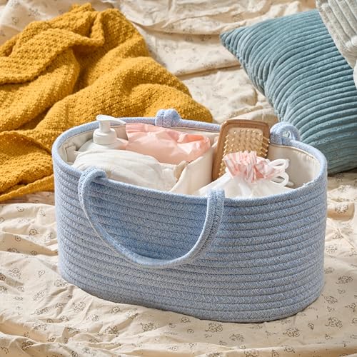 Diaper Caddy Organizer, Gift Basket for Baby Shower, Newborn Essentials - color: Light Blue, size: Small