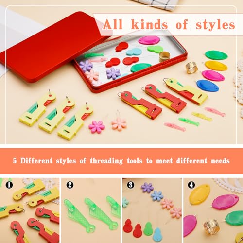 Fedmut 33 Pcs Needle Threaders Set, 5 Types Plastic Needle Threading Device - color: 33pcs