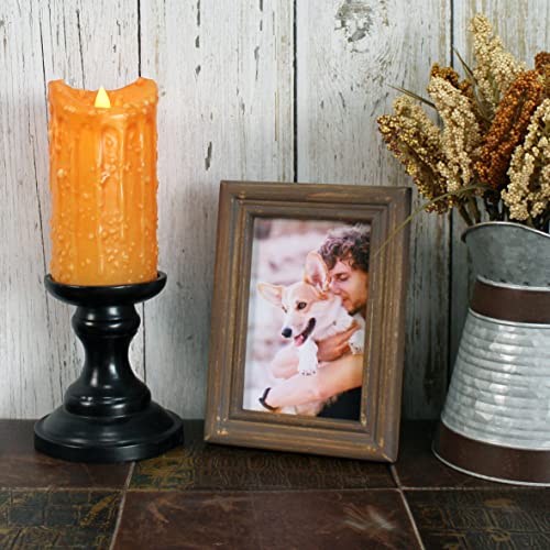 CVHOMEDECO. 4x6 Picture Frame Made of Solid Wood High Definition Glass Rustic Antique Designs Small Photo Frame for Tabletop Display and Wall Mounting, Distress Brown - color: Distress Brown B, size: 4" X 6"