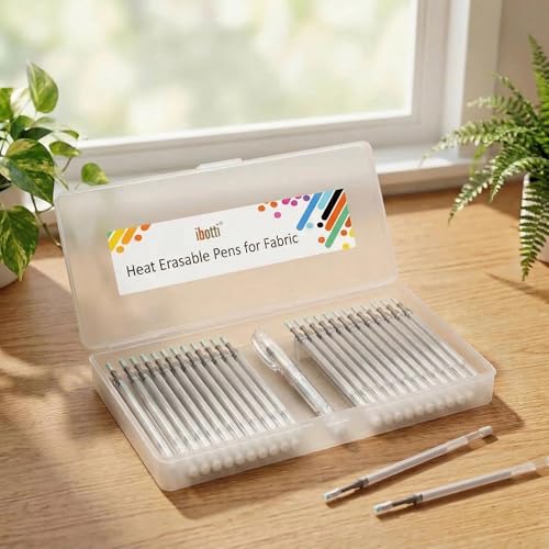 ibotti Heat Erasable Fabric Pen with 20 Refills for Tailors Sewing, Quilting and Crafts, White